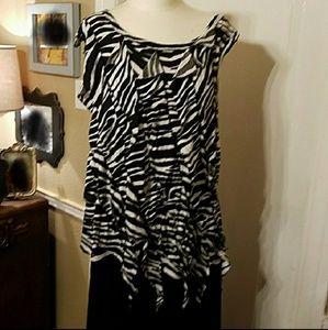 Zebra ruffle tank 16/18